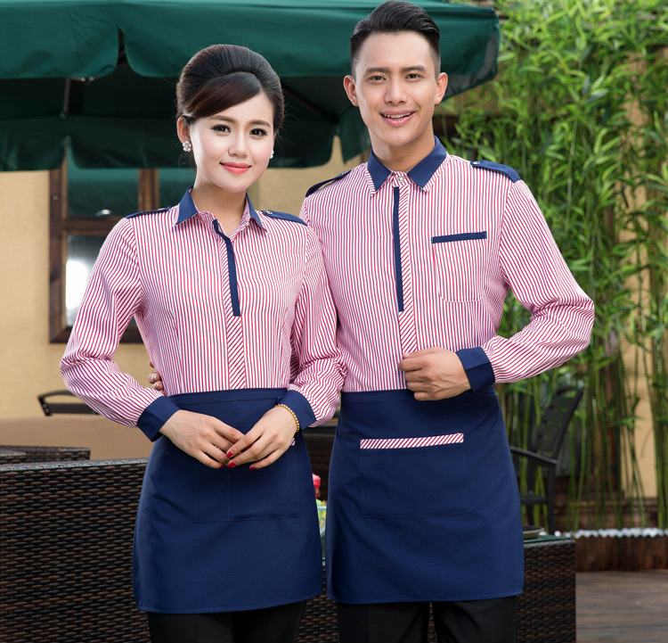 酒店工作服男女西餐廳咖啡廳餐飲制服服務(wù)員工作服長(cháng)袖